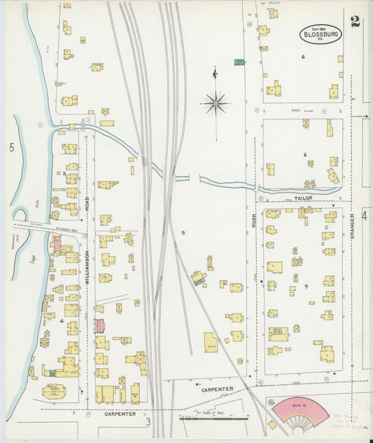 Sanborn Fire Insurance Map from Blossburg, Tioga County, Pennsylvania (1904), Sheet #0002 - Historic Sanborn Fire Insurance Map Print, vintage old map wall art, antique decor, genealogy gift, Pennsylvania Pennsylvania map