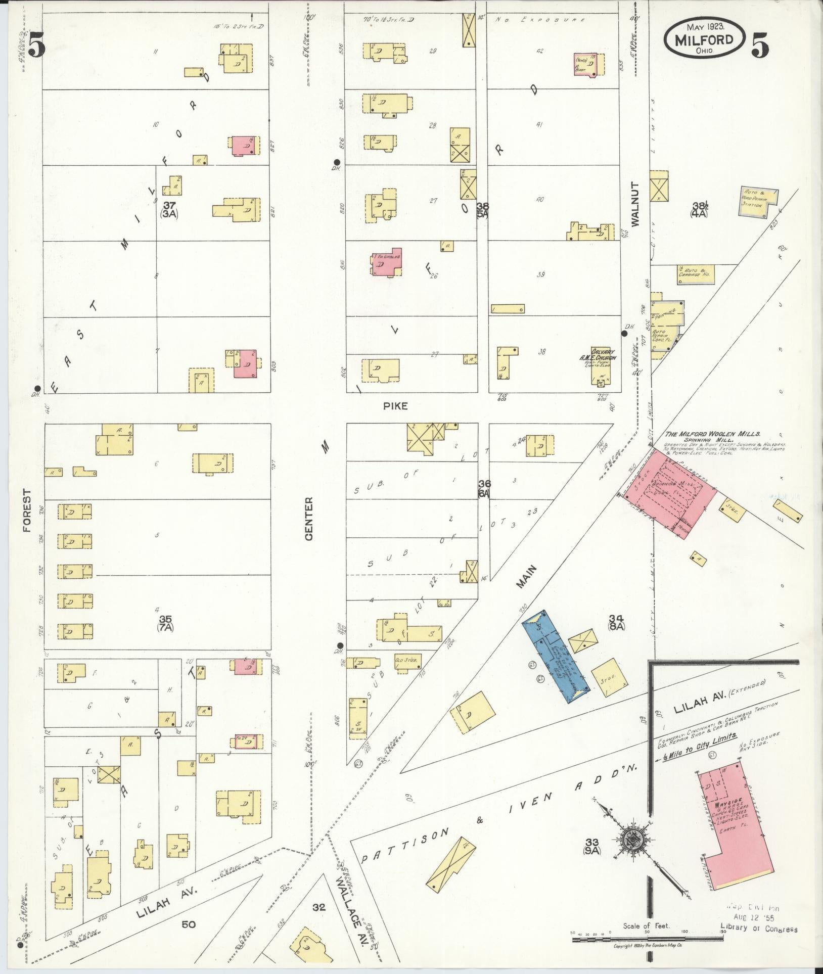 Sanborn Fire Insurance Map from Milford, Clermont And Hamilton County, Ohio (1925), Sheet #0005 - Complete Map Set gallery image, historic Sanborn map, vintage wall art, Ohio Ohio