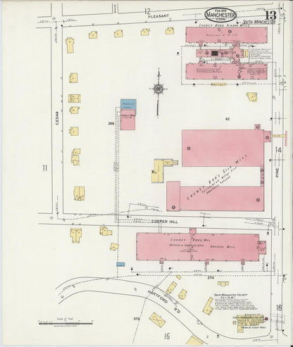 Sanborn Fire Insurance Map from Manchester, Hartford County, Connecticut (1919), Sheet #0013 - Complete Map Set gallery image, historic Sanborn map, vintage wall art, Connecticut Connecticut