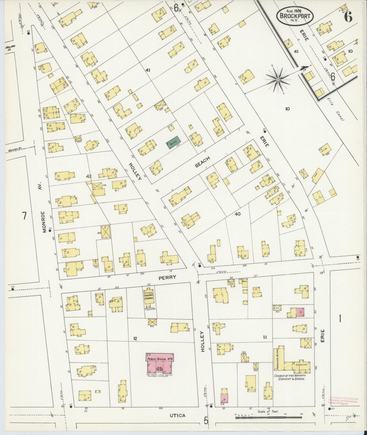 Sanborn Fire Insurance Map from Brockport, Monroe County, New York (1909), Sheet #0006 - Complete Map Set gallery image, historic Sanborn map, vintage wall art, New York New York