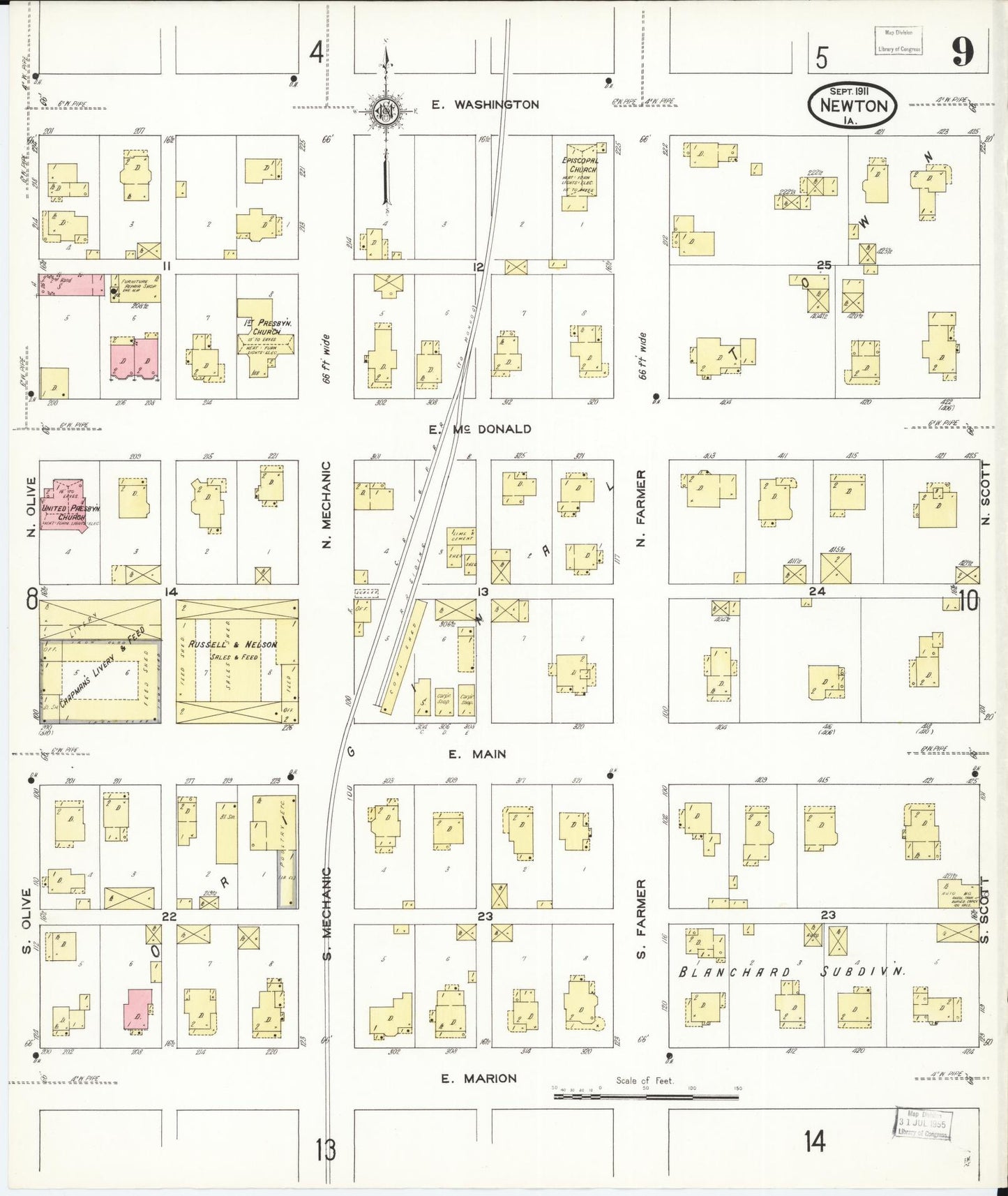 Sanborn Fire Insurance Map from Newton, Jasper County, Iowa (1911), Sheet #0009 - Historic Sanborn Fire Insurance Map Print