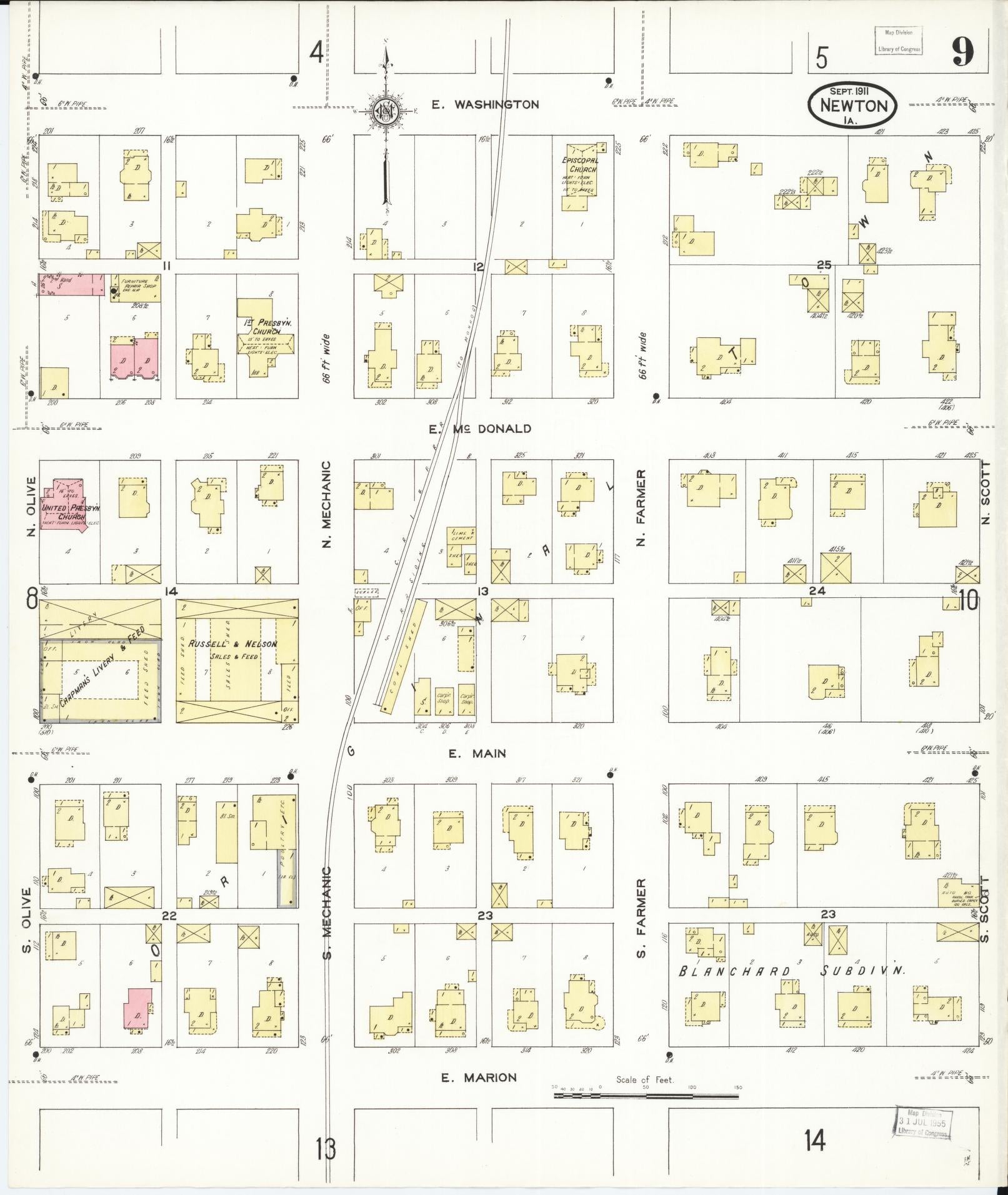 Sanborn Fire Insurance Map from Newton, Jasper County, Iowa (1911), Sheet #0009 - Historic Sanborn Fire Insurance Map Print