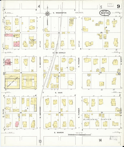 Sanborn Fire Insurance Map from Newton, Jasper County, Iowa (1911), Sheet #0009 - Historic Sanborn Fire Insurance Map Print