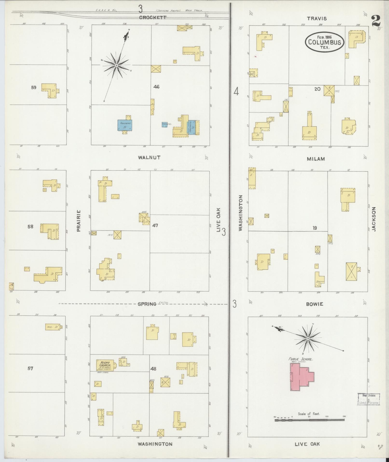 Sanborn Fire Insurance Map from Columbus, Colorado County, Texas (1906), Sheet #0002 - Complete Map Set gallery image, historic Sanborn map, vintage wall art, Columbus Colorado