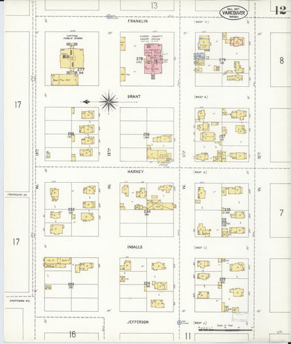 Sanborn Fire Insurance Map from Vancouver, Clark County, Washington (1907), Sheet #0012 - Complete Map Set gallery image, historic Sanborn map, vintage wall art, Washington Washington