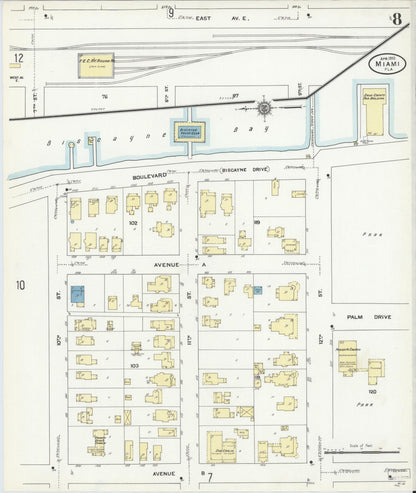 Sanborn Fire Insurance Map from Miami, Dade County, Florida (1910), Sheet #0008 - Complete Map Set gallery image, historic Sanborn map, vintage wall art, Florida Florida