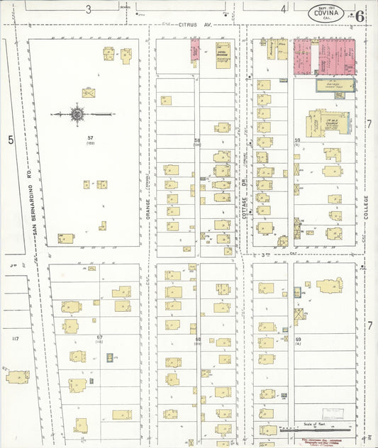 Sanborn Fire Insurance Map from Covina, Los Angeles County, California (1911), Sheet #0006 - Historic Sanborn Fire Insurance Map Print, vintage old map wall art, antique decor, genealogy gift, California California map