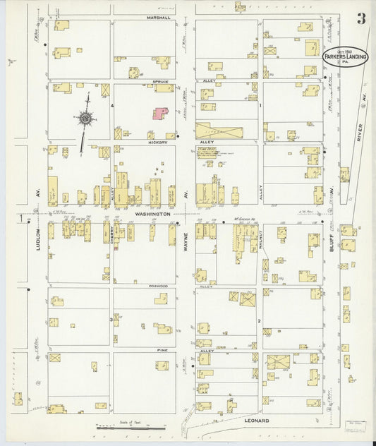 Sanborn Fire Insurance Map from Parkers Landing, Armstrong County, Pennsylvania (1910), Sheet #0003 - Historic Sanborn Fire Insurance Map Print, vintage old map wall art, antique decor, genealogy gift, Pennsylvania Pennsylvania map