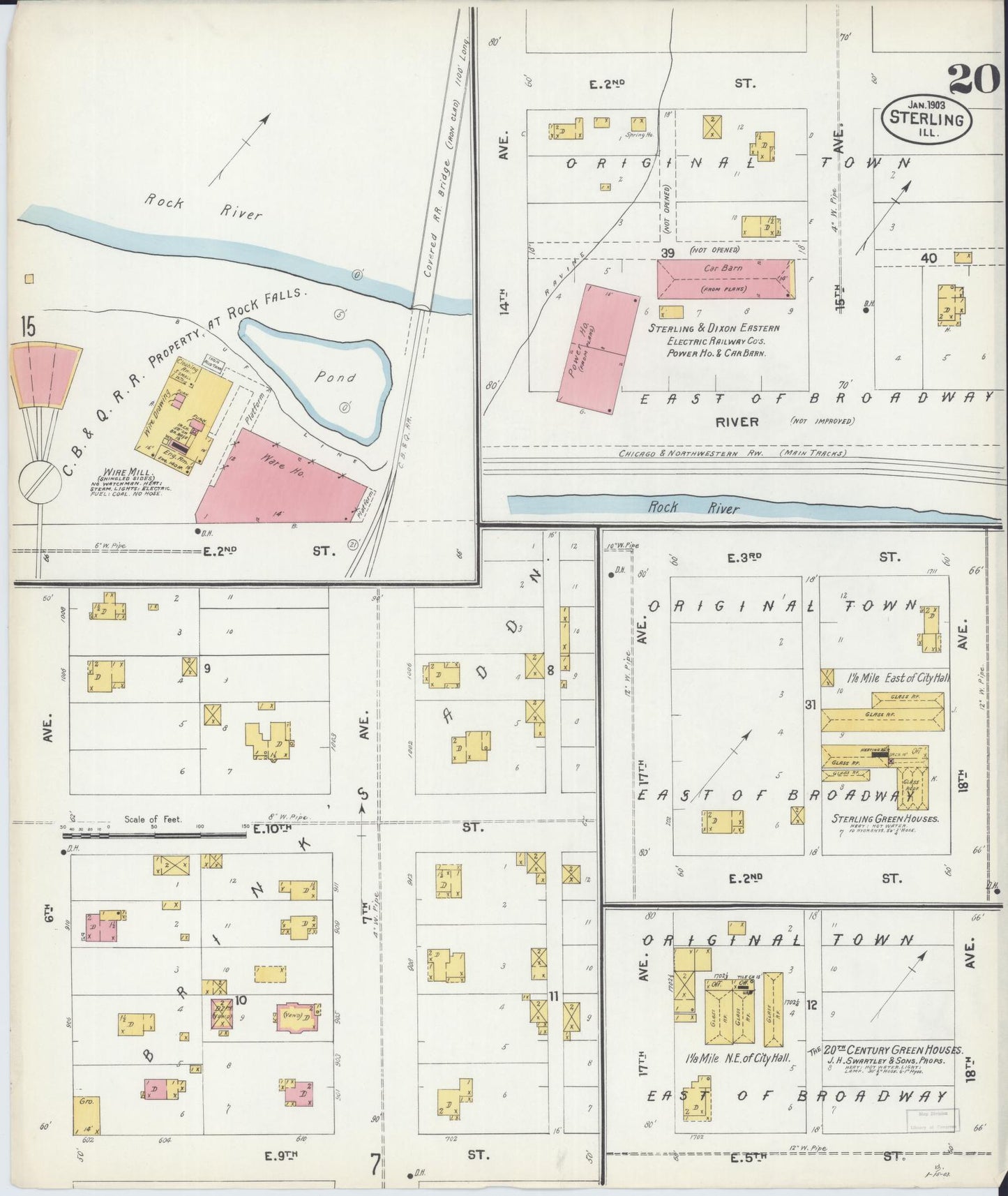 Sanborn Fire Insurance Map from Sterling, Whiteside County, Illinois (1903), Sheet #0020 - Complete Map Set gallery image, historic Sanborn map, vintage wall art, Illinois Illinois
