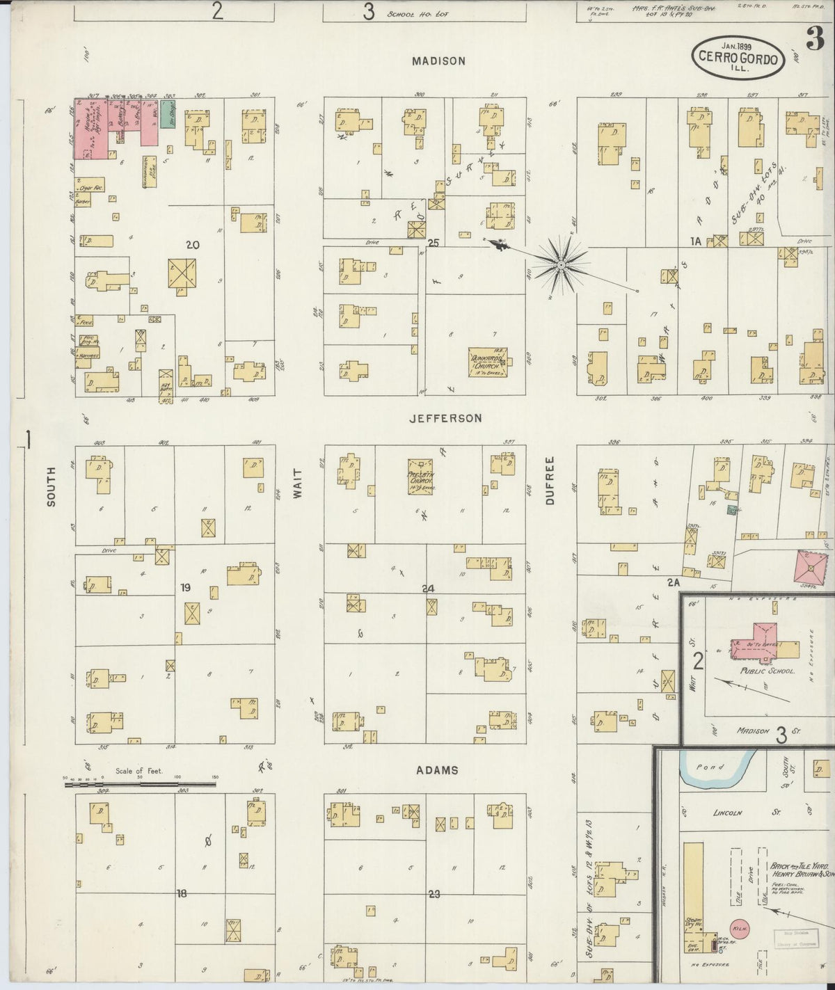 Sanborn Fire Insurance Map from Cerro Gordo, Piatt County, Illinois (1899), Sheet #0003 - Complete Map Set gallery image, historic Sanborn map, vintage wall art, Illinois Illinois
