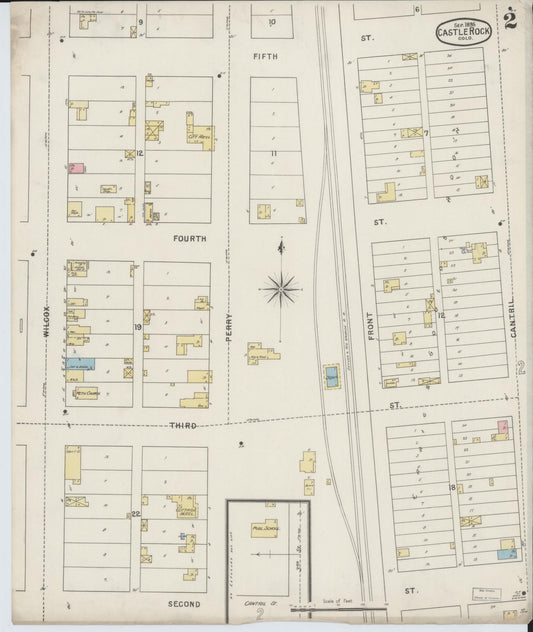 Sanborn Fire Insurance Map from Castle Rock, Douglas County, Colorado (1895), Sheet #0002 - Historic Sanborn Fire Insurance Map Print, vintage old map wall art, antique decor, genealogy gift, Colorado Colorado map