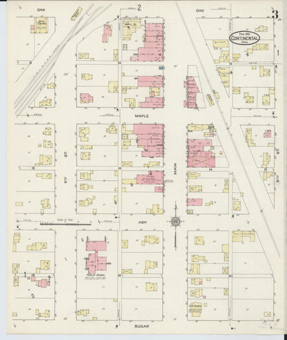 Sanborn Fire Insurance Map from Continental, Putnam County, Ohio (1915), Sheet #0003 - Complete Map Set gallery image, historic Sanborn map, vintage wall art, Ohio Ohio