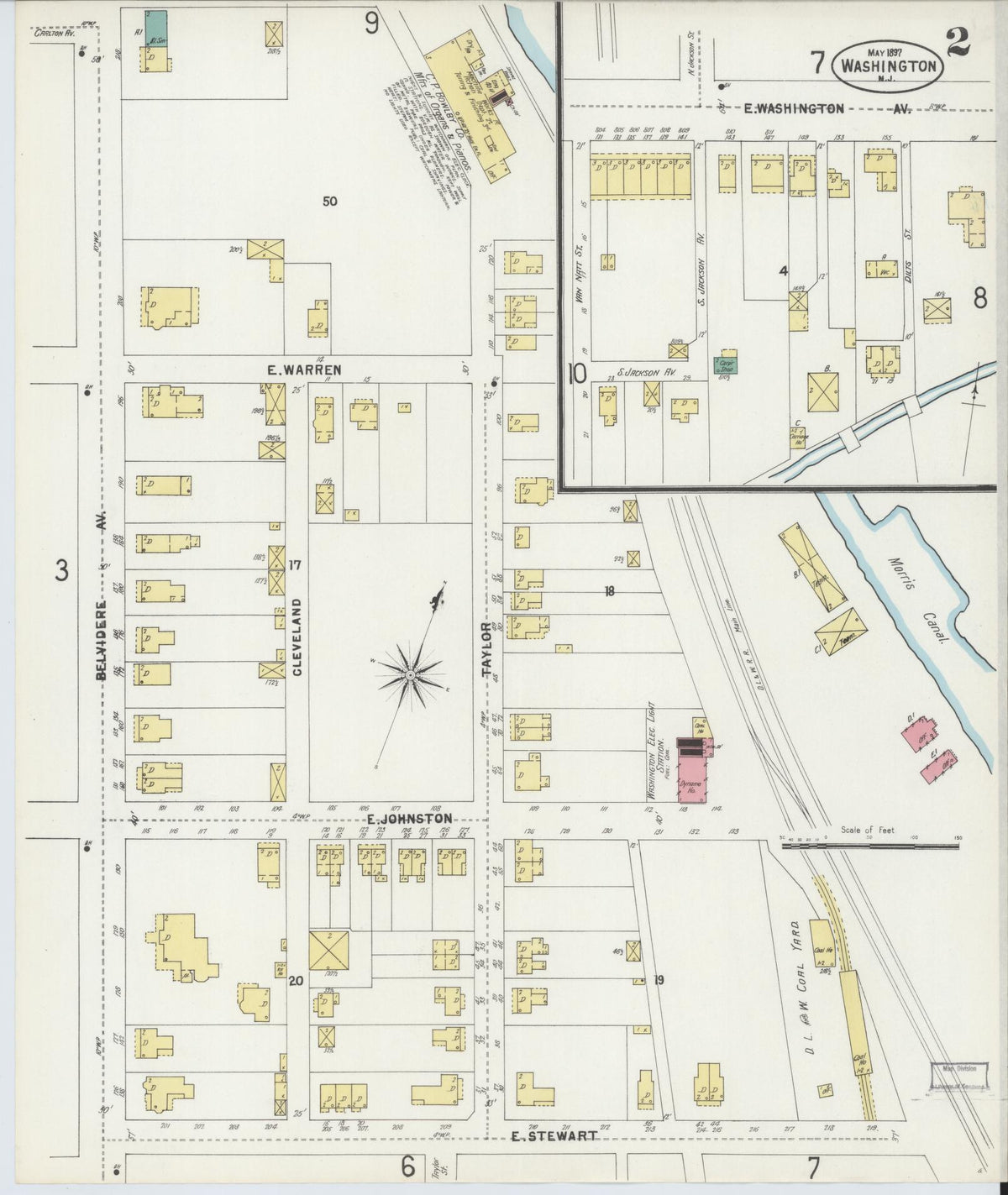 Sanborn Fire Insurance Map from Washington, Warren County, New Jersey (1897), Sheet #0002 - Complete Map Set gallery image, historic Sanborn map, vintage wall art, Washington Washington