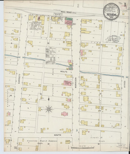 Sanborn Fire Insurance Map from Nevada, Wyandot County, Ohio (1895), Sheet #0001 - Complete Map Set gallery image, historic Sanborn map, vintage wall art, Ohio Ohio