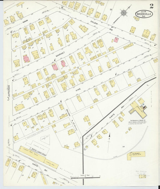 Sanborn Fire Insurance Map from Brookville, Montgomery County, Ohio (1911), Sheet #0002 - Historic Sanborn Fire Insurance Map Print, vintage old map wall art, antique decor, genealogy gift, Ohio Ohio map