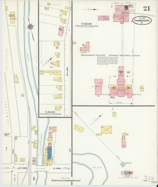 Sanborn Fire Insurance Map from Chambersburg, Franklin County, Pennsylvania (1910), Sheet #0021 - Historic Sanborn Fire Insurance Map Print, vintage old map wall art, antique decor, genealogy gift, Pennsylvania Pennsylvania map