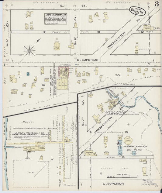 Sanborn Fire Insurance Map from Duluth, Saint Louis County, Minnesota (1884), Sheet #0008 - Historic Sanborn Fire Insurance Map Print, vintage old map wall art, antique decor, genealogy gift, Minnesota Minnesota map