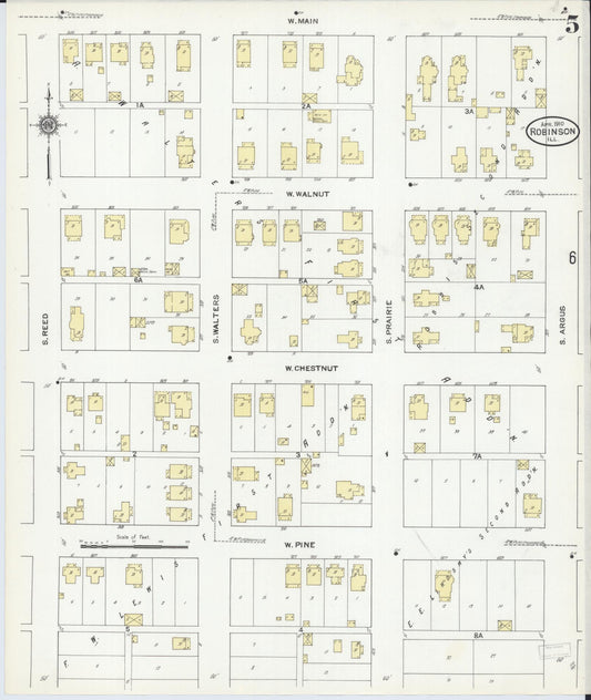 Sanborn Fire Insurance Map from Robinson, Crawford County, Illinois (1910), Sheet #0005 - Historic Sanborn Fire Insurance Map Print, vintage old map wall art, antique decor, genealogy gift, Illinois Illinois map