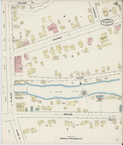 Sanborn Fire Insurance Map from Adams, Jefferson County, New York (1890), Sheet #0004 - Complete Map Set gallery image, historic Sanborn map, vintage wall art, New York New York