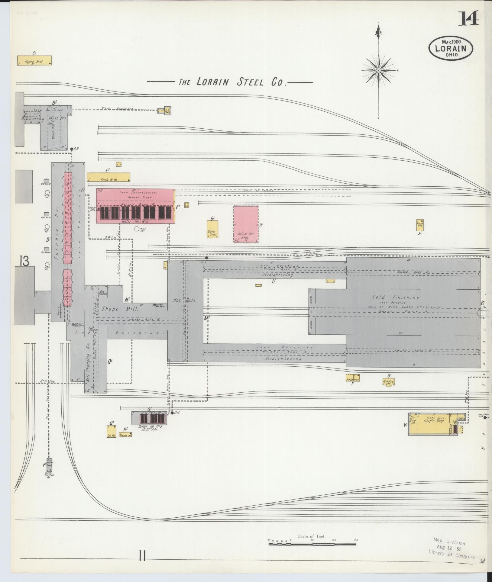 Sanborn Fire Insurance Map from Lorain, Lorain County, Ohio (1900), Sheet #0014 - Historic Sanborn Fire Insurance Map Print, vintage old map wall art, antique decor, genealogy gift, Ohio Ohio map