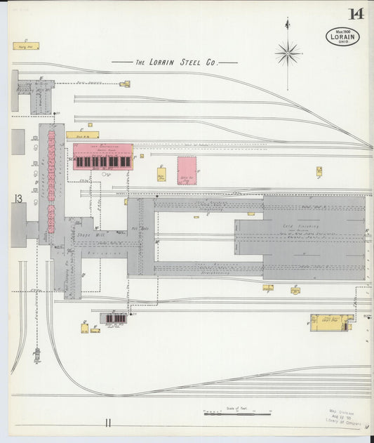 Sanborn Fire Insurance Map from Lorain, Lorain County, Ohio (1900), Sheet #0014 - Historic Sanborn Fire Insurance Map Print, vintage old map wall art, antique decor, genealogy gift, Ohio Ohio map