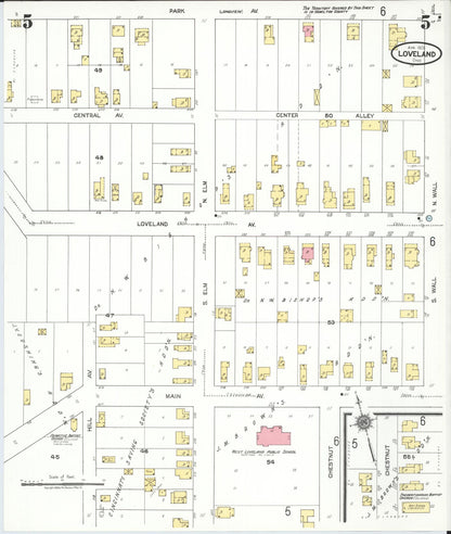 Sanborn Fire Insurance Map from Loveland, Clermont, Hamilton, And Warren County, Ohio (1923), Sheet #0005 - Historic Sanborn Fire Insurance Map Print, vintage old map wall art, antique decor, genealogy gift, Ohio Ohio map