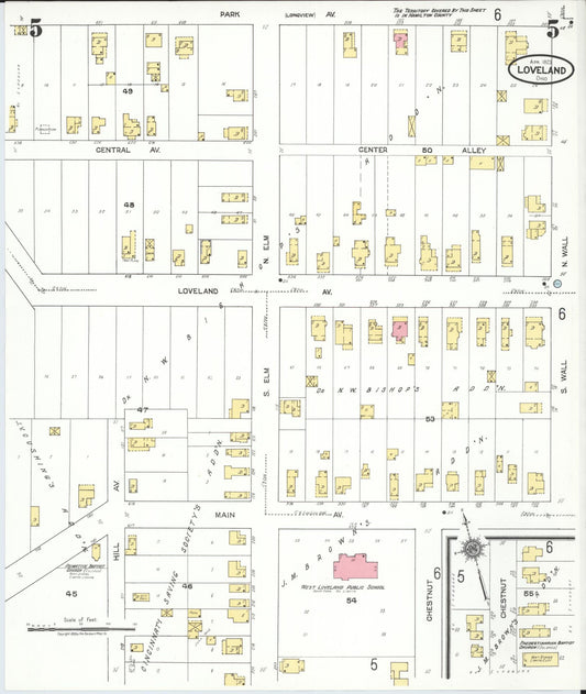 Sanborn Fire Insurance Map from Loveland, Clermont, Hamilton, And Warren County, Ohio (1923), Sheet #0005 - Historic Sanborn Fire Insurance Map Print, vintage old map wall art, antique decor, genealogy gift, Ohio Ohio map