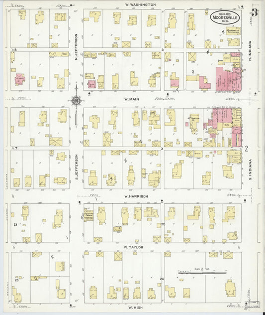 Sanborn Fire Insurance Map from Mooresville, Morgan County, Indiana (1910), Sheet #0003 - Historic Sanborn Fire Insurance Map Print, vintage old map wall art, antique decor, genealogy gift, Indiana Indiana map