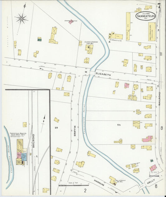 Sanborn Fire Insurance Map from Skaneateles, Onondaga County, New York (1909), Sheet #0007 - Historic Sanborn Fire Insurance Map Print, vintage old map wall art, antique decor, genealogy gift, New York New York map