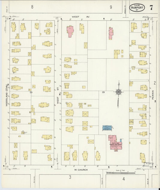 Sanborn Fire Insurance Map from Fairport, Monroe County, New York (1915), Sheet #0007 - Historic Sanborn Fire Insurance Map Print, vintage old map wall art, antique decor, genealogy gift, New York New York map