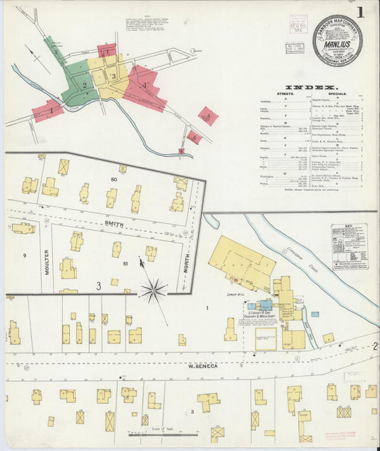 Sanborn Fire Insurance Map from Manlius, Onondaga County, New York (1904), Sheet #0001 - Complete Map Set gallery image, historic Sanborn map, vintage wall art, New York New York