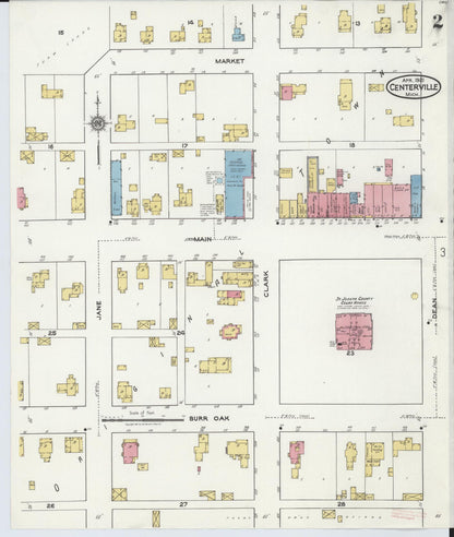Sanborn Fire Insurance Map from Centreville, Saint Joseph County, Michigan (1921), Sheet #0002 - Complete Map Set gallery image, historic Sanborn map, vintage wall art, Michigan Michigan