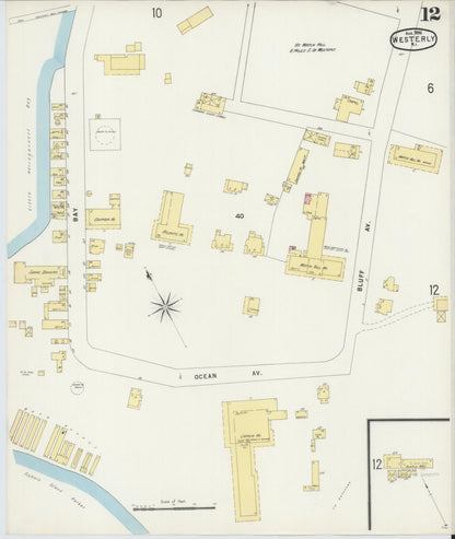 Sanborn Fire Insurance Map from Westerly, Washington County, Rhode Island (1896), Sheet #0012 - Complete Map Set gallery image, historic Sanborn map, vintage wall art, Rhode Island Rhode Island