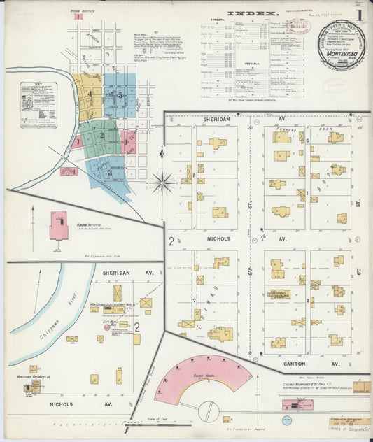 Sanborn Fire Insurance Map from Montevideo, Chippewa County, Minnesota (1899), Sheet #0001 - Historic Sanborn Fire Insurance Map Print, vintage old map wall art, antique decor, genealogy gift, Minnesota Minnesota map
