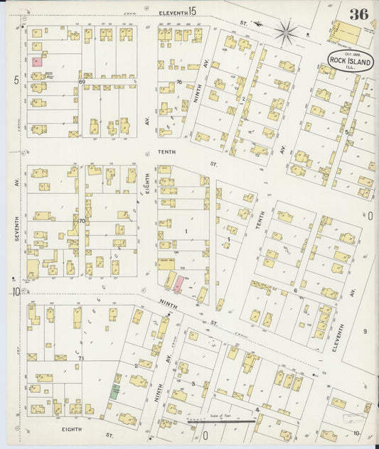 Sanborn Fire Insurance Map from Rock Island, Rock Island County, Illinois (1898), Sheet #0036 - Historic Sanborn Fire Insurance Map Print, vintage old map wall art, antique decor, genealogy gift, Illinois Illinois map