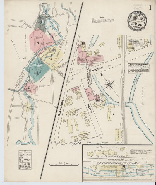 Sanborn Fire Insurance Map from Adams, Berkshire County, Massachusetts. (1884) – Historic Sanborn Fire Insurance Map Print