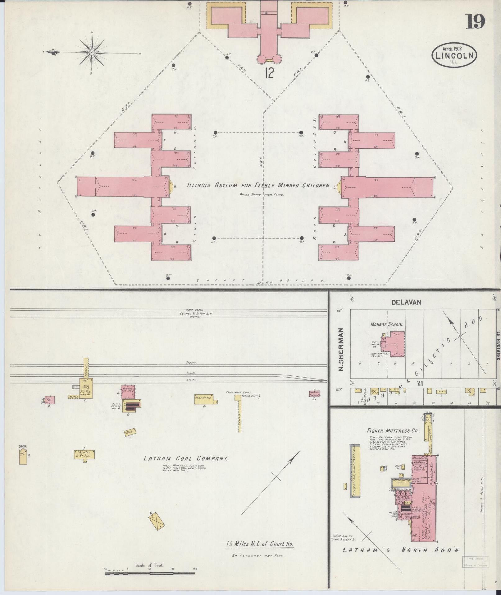Sanborn Fire Insurance Map from Lincoln, Logan County, Illinois (1902), Sheet #0019 - Historic Sanborn Fire Insurance Map Print, vintage old map wall art, antique decor, genealogy gift, Illinois Illinois map