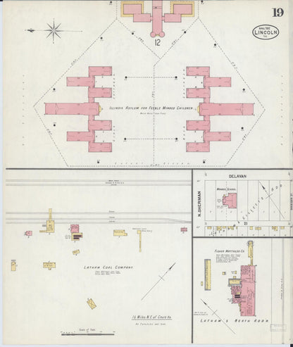 Sanborn Fire Insurance Map from Lincoln, Logan County, Illinois (1902), Sheet #0019 - Historic Sanborn Fire Insurance Map Print, vintage old map wall art, antique decor, genealogy gift, Illinois Illinois map