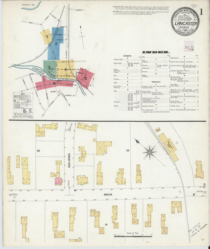 Sanborn Fire Insurance Map from Lancaster, Coos County, New Hampshire (1908), Sheet #0001 - Complete Map Set gallery image, historic Sanborn map, vintage wall art, New Hampshire New Hampshire