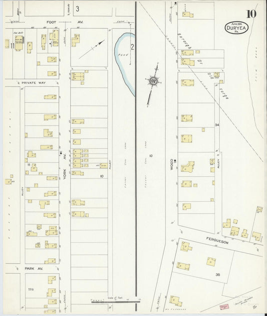 Sanborn Fire Insurance Map from Duryea, Luzerne County, Pennsylvania (1914), Sheet #0010 - Historic Sanborn Fire Insurance Map Print, vintage old map wall art, antique decor, genealogy gift, Pennsylvania Pennsylvania map