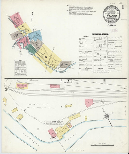 Sanborn Fire Insurance Map from Wilton, Hillsborough County, New Hampshire (1912), Sheet #0001 - Complete Map Set gallery image, historic Sanborn map, vintage wall art, New Hampshire New Hampshire