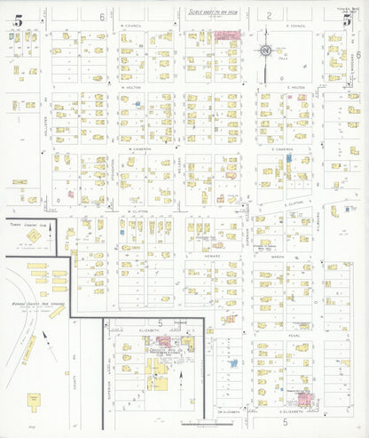 Sanborn Fire Insurance Map from Tomah, Monroe County, Wisconsin (1937), Sheet #0005 - Historic Sanborn Fire Insurance Map Print, vintage old map wall art, antique decor, genealogy gift, Wisconsin Wisconsin map