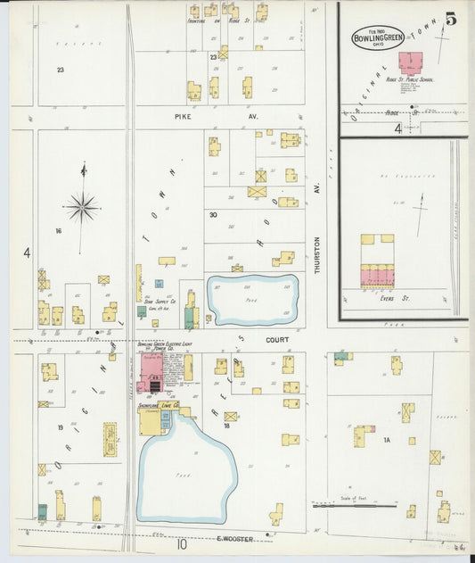 Sanborn Fire Insurance Map from Bowling Green, Wood County, Ohio (1900), Sheet #0005 - Historic Sanborn Fire Insurance Map Print, vintage old map wall art, antique decor, genealogy gift, Ohio Ohio map