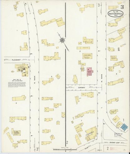 Sanborn Fire Insurance Map from South Deerfield, Franklin County, Massachusetts (1912), Sheet #0003 - Historic Sanborn Fire Insurance Map Print, vintage old map wall art, antique decor, genealogy gift, Massachusetts Massachusetts map