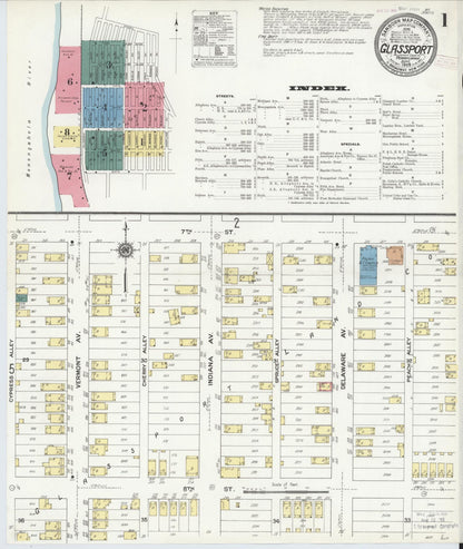 Sanborn Fire Insurance Map from Glassport, Allegheny County, Pennsylvania (1909), Sheet #0001 - Complete Map Set gallery image, historic Sanborn map, vintage wall art, Pennsylvania Pennsylvania