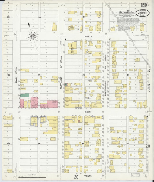 Sanborn Fire Insurance Map from Victor, Teller County, Colorado (1908), Sheet #0019 - Historic Sanborn Fire Insurance Map Print, vintage old map wall art, antique decor, genealogy gift, Colorado Colorado map