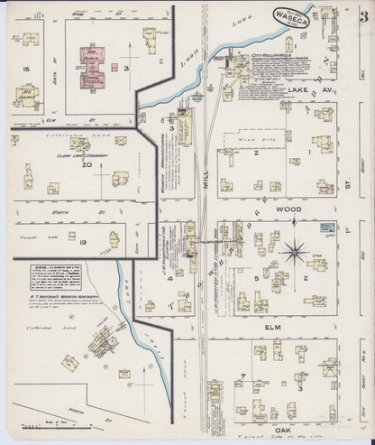 Sanborn Fire Insurance Map from Waseca, Waseca County, Minnesota (1884), Sheet #0003 - Complete Map Set gallery image, historic Sanborn map, vintage wall art, Minnesota Minnesota