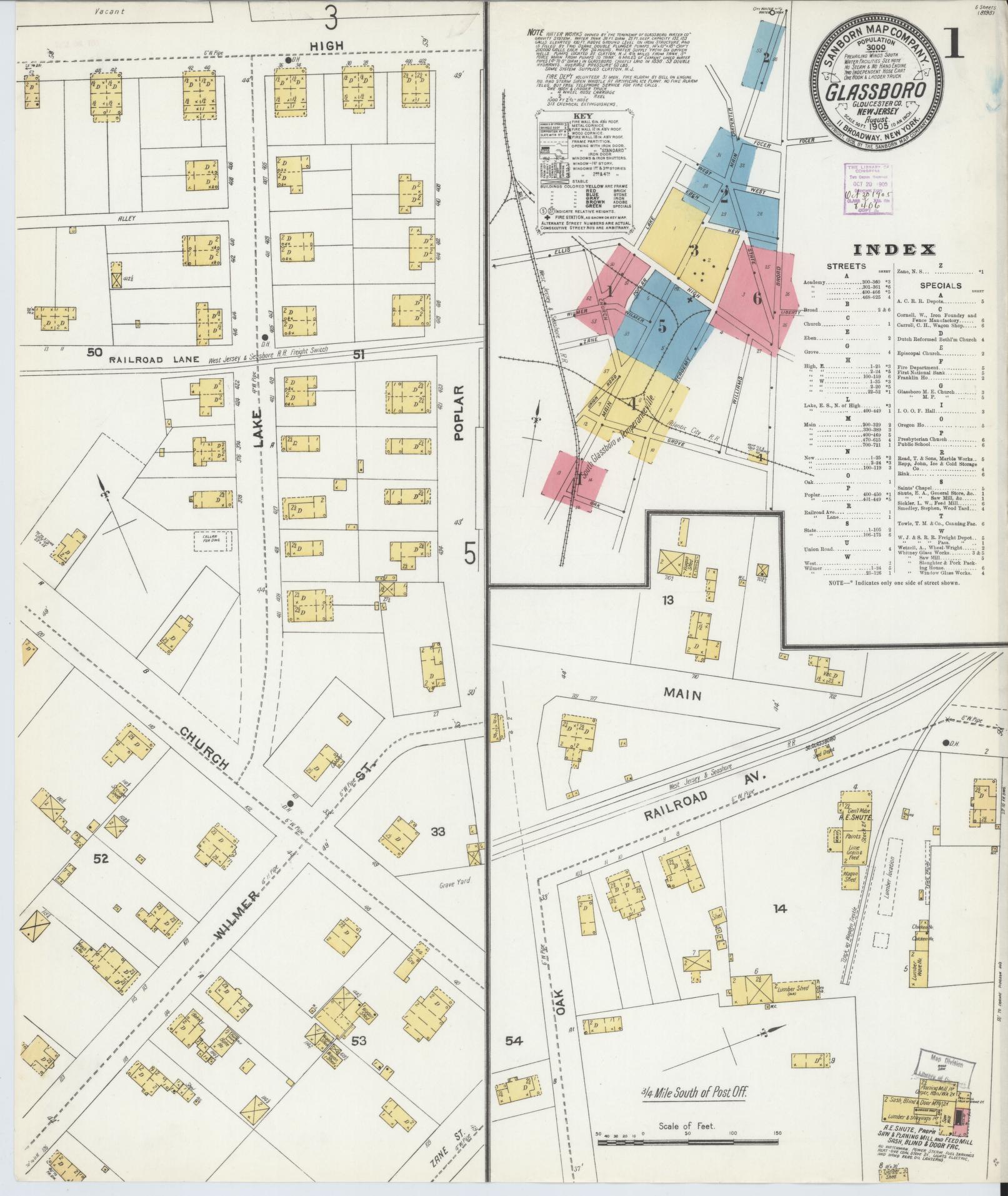 Sanborn Fire Insurance Map from Glassboro, Gloucester County, New Jersey. (1905) – Historic Sanborn Fire Insurance Map Print