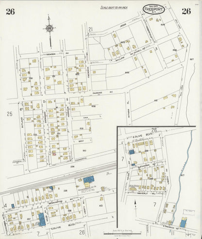 Sanborn Fire Insurance Map from Freeport, Nassau County, New York (1925), Sheet #0026 - Complete Map Set gallery image, historic Sanborn map, vintage wall art, New York New York