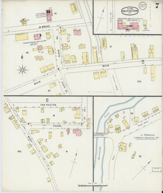 Sanborn Fire Insurance Map from Haverstraw, Rockland County, New York (1896), Sheet #0007 - Historic Sanborn Fire Insurance Map Print, vintage old map wall art, antique decor, genealogy gift, New York New York map